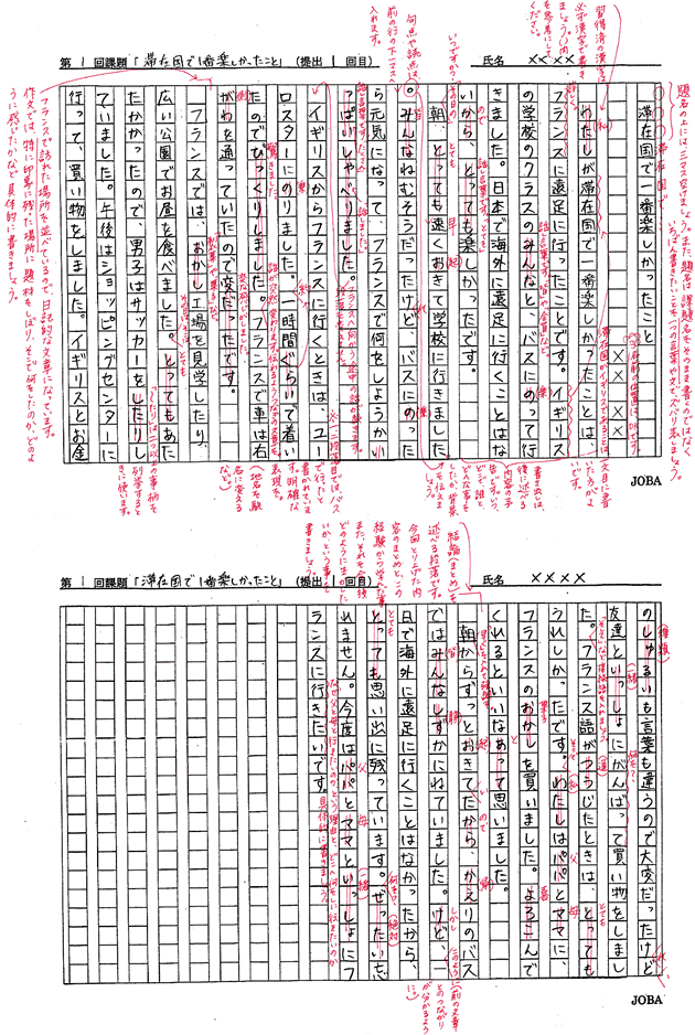 実際の添削例 海外生 帰国子女の 日本語作文 小論文添削